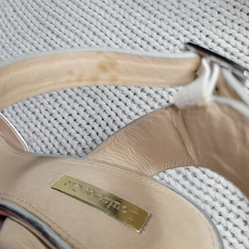Louise et Cie Kota Metallic Silver Leather Ankle Strap Pointed Toe D Orsay 8.5